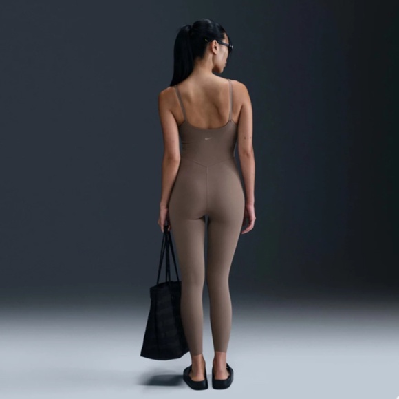 Nike Women's Dri-FIT Zenvy 7/8 Bodysuit - Color Taupe - Picture 7 of 8